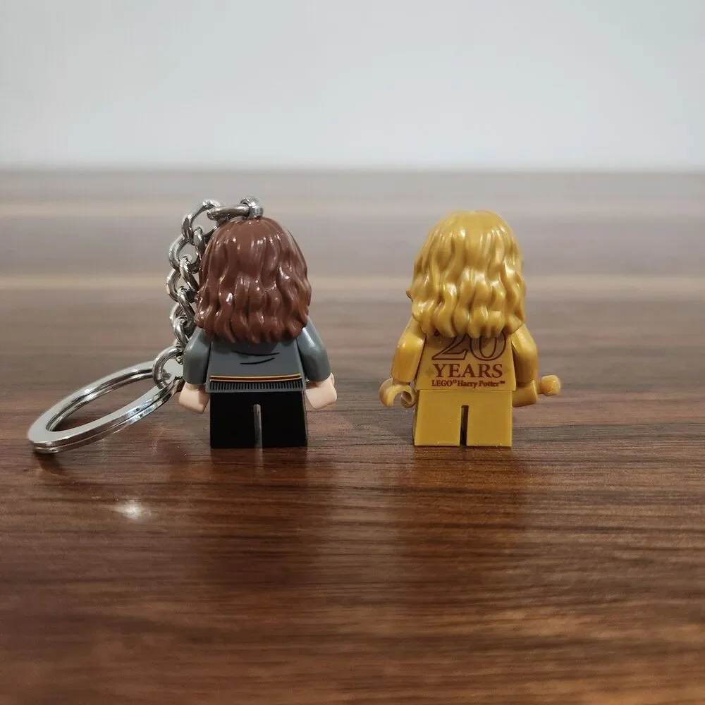 Lego Hermione Granger 20th Anniversary Gold Minifigure Wand Keychain Lot of 2